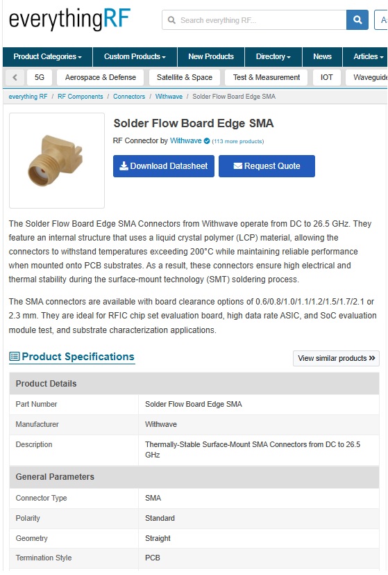 Everything RF: Withwave introduces Solder Flow Board Edge SMA Connectors (DC to 26.5 GHz) 1 blog3 b